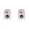 Piccoli orecchini zircone e cabochon Partenope - Bianco